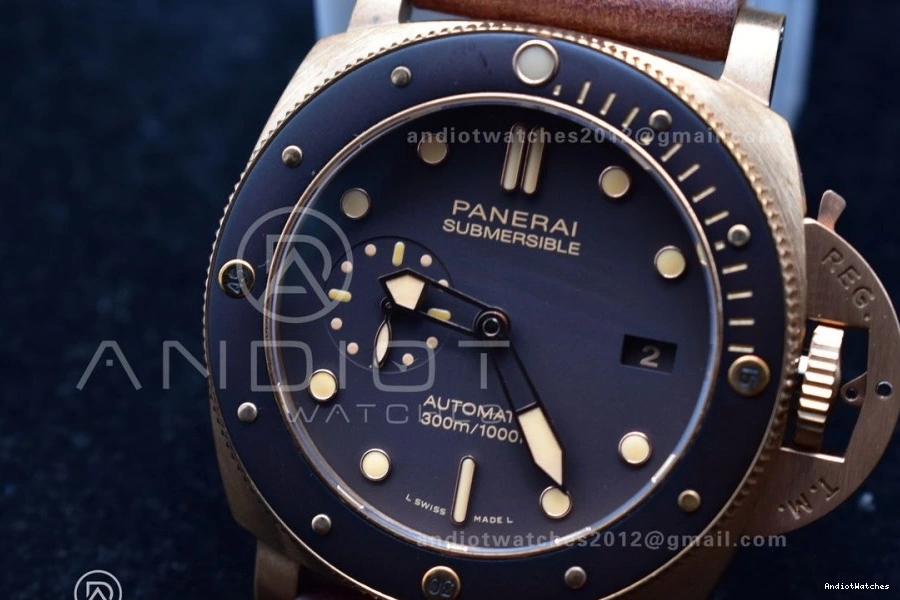 and on Strap 995 V Brown Brown Best P.9010 VSF Clone Bezel Bronzo PAM968 Calfskin Ceramic Dial Edition SunProtective 1:1 0429